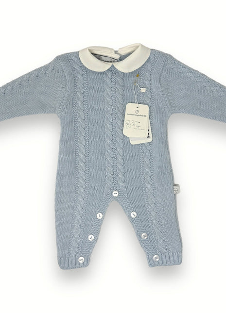 Nazareno Gabrielli - Tutina Neonato E Neonata In Mano Lana Disegno Treccia  Art. Ng2041-3