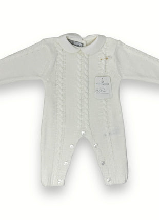 Nazareno Gabrielli - Tutina Neonato E Neonata In Mano Lana Disegno Treccia  Art. Ng2041-3