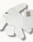 Nazareno Gabrielli - Set Nascita 3 Pezzi (copertina + Tutina + Cappellino) In Filo Di Puro Cotone Art. Ng3485-5