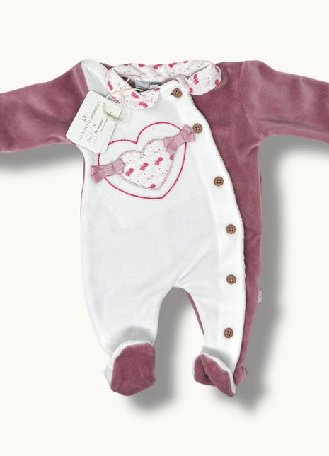 Nazareno Gabrielli  Tutina Femminuccia In Ciniglia Di Cotone Con Ricami E Applicazioni Art. Ng2210-34