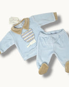 Nazareno Gabrielli  Completo 2 Pezzi Clinico Neonato In Ciniglia Di Cotone Con Applicazione Art. Ng2120-51