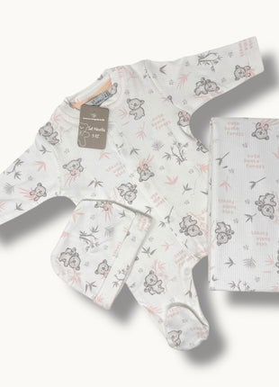 Nazareno Gabrielli Set Nascita 3 Pezzi (copertina+tutina+cappellino) In 100% Cotone Art. Ng3492/2