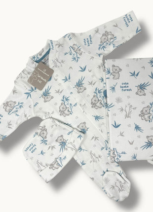 Nazareno Gabrielli Set Nascita 3 Pezzi (copertina+tutina+cappellino) In 100% Cotone Art. Ng3492/2