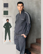 El Charro Fitness Tuta Uomo In Felpa Full Zip Con Profili E Pantalone Con Tasche Art. Gcm214