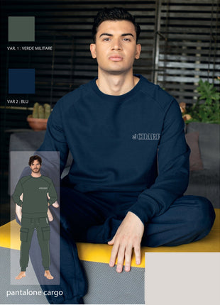 El Charro Fitness Tuta Uomo In Felpa Giro Collo Pantalone Con Tasche E Logo  Art. Gcm215