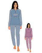 You & Me Inverno Pigiama Donna Fantasia Serafino 3 Bottoni In Caldo Cotone Con Stampa Art. Ymi723