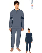 You & Me Inverno Pigiama Ragazzo Serafino 3 Bottoni Tinta Unita In Caldo Cotone Art. Bymi58