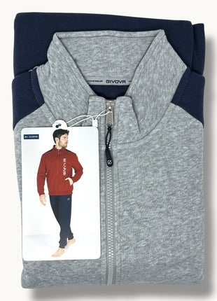 Givova Fitness Uomo Tuta In Felpa Full Zip Bicolore Pantalone Con Tasche Stampata Art. G526fab