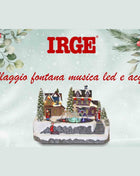 Irge Natale Villaggio Fontana Con Luci Led Carillon E Acqua Art. Ina61