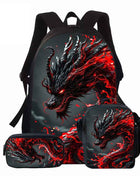 Zaino Testa di Drago Feroce 3 pezzi, inclusi portapranzo e astuccio per matite, adatto per la scuola quotidiana, l'arrampicata su roccia e sport all'aperto