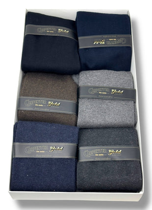 Carpenter Gold  Scatola 6paia Calzino Lungo Uomo In Caldo Cotone Tinta Unita Colori Assortiti N587