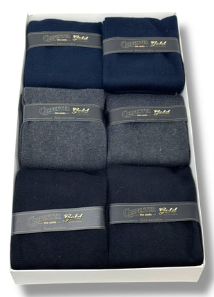 Carpenter Gold  Scatola 6paia Calzino Lungo Uomo In Caldo Cotone Tinta Unita Colori Assortiti N587