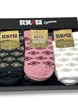 Stylosa Inverno 2paia Calza Corta Donna Fantasia Morbida E Calda W170