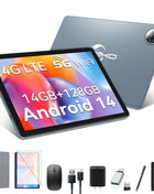 Tablet 10 inch 2025 Latest Android 14 Tablet with 128GB Rom+14GB Ram+2TB Expand 4G Cellular Tablets with Dual Sim Slot 2 in 1 Tablet with Case/Keyboard/Mouse 5G Wifi Octa-Core GPS 8000mAh (Grey) - Riparo82