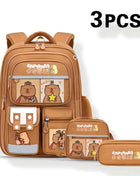 3 Pezzi Zaino, Borsa a Mano e Astuccio per Ragazzi e Ragazze - CAPYBALA Zaino Casual Grande Capacità con Cinghie Regolabili, Stampa Buffalo, Leggero e Resistente, Ideale per Scuola, Viaggi e Uso Quotidiano, Regalo Divertente per Amanti degli Animali