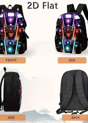 3 pezzi [2D Plat] Zaino Skibidi per bagno con astuccio e borsa messenger pranzo, zaino scuola grande capacità per uomini e donne, ideale per il pendolarismo quotidiano, zaino computer - borsa per pendolari uomo donna