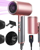 Professional Ionic Hair Dryer Blow Dryer with Diffuser and Concentrator and Hanging rack for Curly Hair Negative Ions Dryer with Ceramic Technology Nozzle for Fast Drying as Salon Light and Quiet, Folding Travel