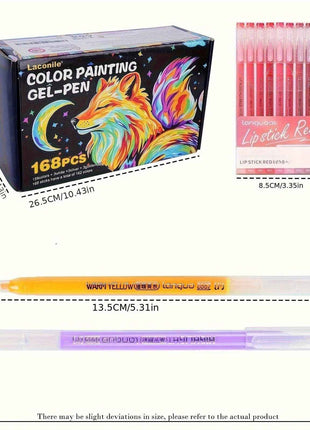 168 Penne Gel a Colori Completi Scatola Regalo | Set di Penne per Disegno/Creazione Artistica/Fai da Te Multiuso Elegante (Ideale per Parenti, Amici/Coleghi)