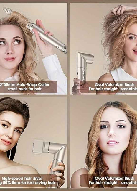 MAXGROOM 7-in-1 High-Speed Hair Dryer & Styler Set - Fast Drying, Auto Curling & Straightening with Volumizing Brush, Includes Attachments for All Hair Types