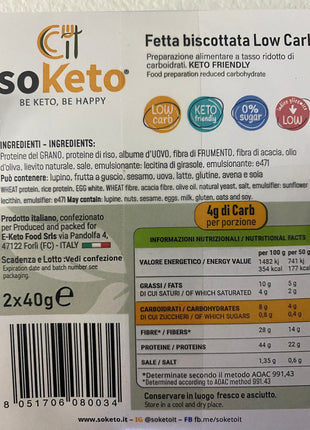 Fette Biscottate Keto Low Carb 0% di zuccheri