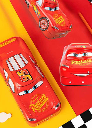 Custodia per matite 3D Disney Lightning Mcqueen - Design a cartoni animati vibranti, grande capacità di tre strati di metallo con manico, organizer per scuola e cancelleria rossa durevole, regalo perfetto per compleanni o Natale, custodia per matite, orga