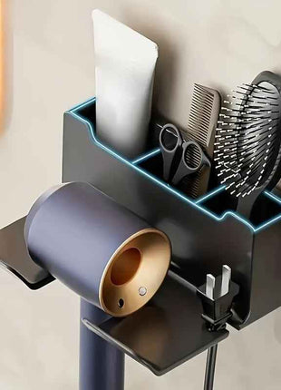 Space-Saving Wall-Mounted Hair Dryer Holder - Hands-Free, Fits Small to Large Dryers, Perfect for Bathroom Organization