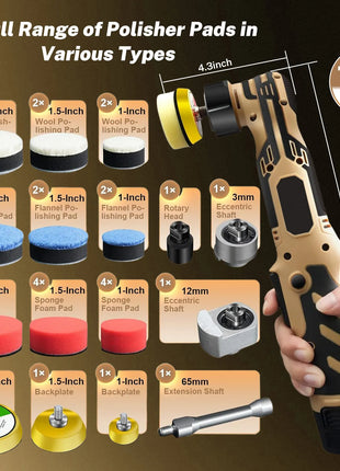 Mini lucidatrice per auto senza fili Dettagli Wireless Scratch Killer Lucidatrice per auto Kit di cuscinetti da 1/1,5/3 pollici per ceratura automatica