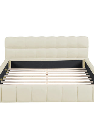 Letto matrimoniale imbottito, letto Bubble con base a doghe e schienale morbido, per adolescenti, adulti, senza materasso