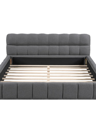 Letto matrimoniale imbottito, letto Bubble con base a doghe e schienale morbido, per adolescenti, adulti, senza materasso