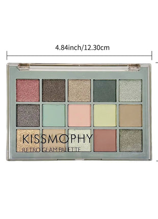 Vibrant 15-Color Eyeshadow Palette – Matte & Glitter, High-Pigment, Long-Wear, Waterproof, Smudge-Proof, Bright & Bold Shades - Riparo82