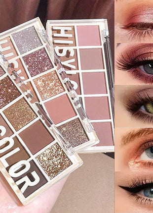 10-Color Matte & Glitter Eyeshadow Palette – High-Pigment, Long-Lasting, Waterproof & Smudge-Proof for Daily & Nude Makeup - Riparo82