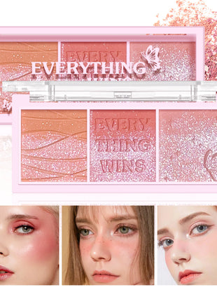 3-color Blush Palette Nude Makeup Natural Matte Milk Tea Orange Tone Long-lasting Rouge Blush Powder Cream Palette - Riparo82