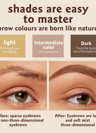 Ocheal 3Color Eyebrow Powder Black Brown Lift Eyebrow Professional Waterproof Cosmetic Eye Shadow Palette with Brush - Riparo82