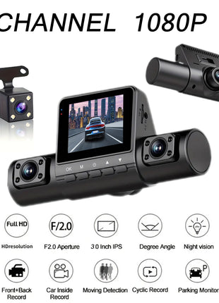 Car Dash Cam 4 Channel Black Box Driving Camera FHD 1080P Front and 720P Left Right Rear Night Vision Loop Recording 24H Parking - Riparo82