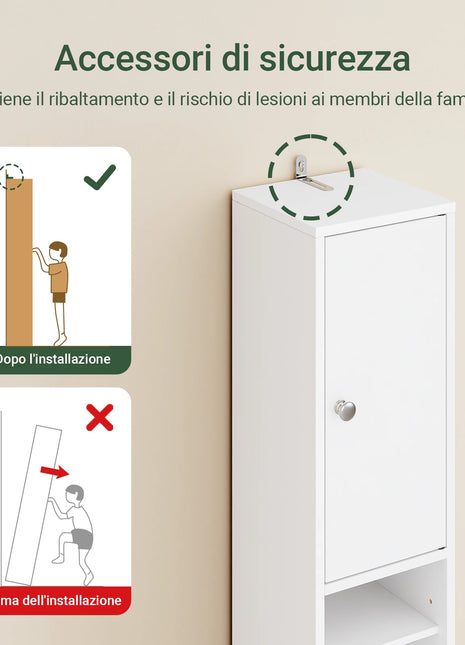 SoBuy BZR34-II Armadio alto da bagno Armadio da bagno con raggi in legno massello regolabili Mobili da bagno salvaspazio