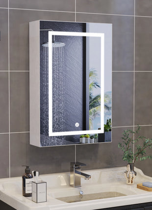 Armadio a Parete Bagno con Specchio e led, Armadietto da bagno a specchio con LED 3 colori con interruttore tattile Mobile Bagno con Specchio e Led funzione di memoria Specchio Bagno Contenitore con Luce LED