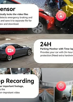Car Dash Cam 4 Channel Black Box Driving Camera FHD 1080P Front and 720P Left Right Rear Night Vision Loop Recording 24H Parking - Riparo82