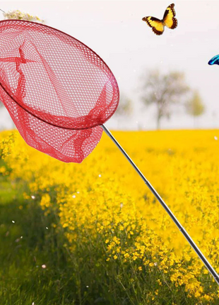 A72Z 3X Outdoor Catching Catching Butterfly Net Fishing Net Bag Stainless Steel Telescopic Fishing Net Tool Red - Riparo82