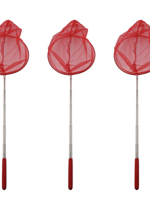 A72Z 3X Outdoor Catching Catching Butterfly Net Fishing Net Bag Stainless Steel Telescopic Fishing Net Tool Red - Riparo82