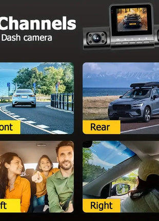 Car Dash Cam 4 Channel Black Box Driving Camera FHD 1080P Front and 720P Left Right Rear Night Vision Loop Recording 24H Parking - Riparo82