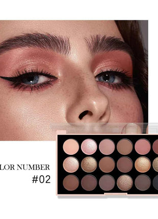 18-Color Eyeshadow Palette – Pearlescent, Matte, Fine Shimmer, Glitter, Earth Tones, Long-Lasting, High-Performance