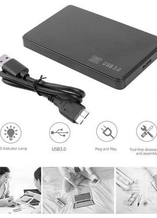 AB51 2pcs 2.5In SATA to USB 3.0 Solid State Enclosure Mobile Hard Disk Cassette with USB3.0/2.0 Cable for HDD SSD External - Riparo82