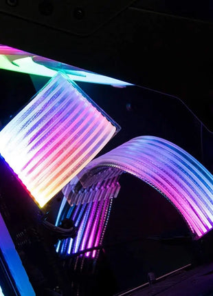 ARGB PSU Power Supply Extension Cable RGB Flow ATX 24Pin PCIE GPU 8-Pin 6+2Pin Cord Motherboard RGB Extension Cable for Computer - Riparo82