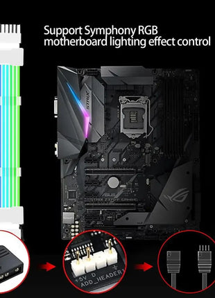 ARGB PSU Power Supply Extension Cable RGB Flow ATX 24Pin PCIE GPU 8-Pin 6+2Pin Cord Motherboard RGB Extension Cable for Computer - Riparo82