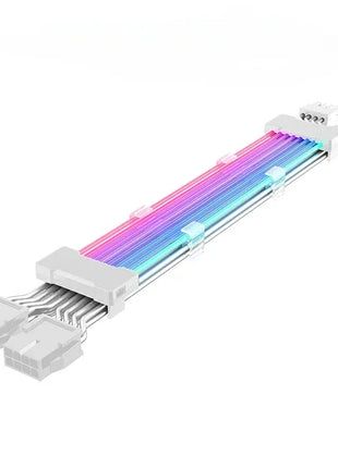 ARGB PSU Power Supply Extension Cable RGB Flow ATX 24Pin PCIE GPU 8-Pin 6+2Pin Cord Motherboard RGB Extension Cable for Computer - Riparo82