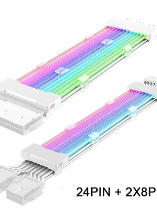 ARGB PSU Power Supply Extension Cable RGB Flow ATX 24Pin PCIE GPU 8-Pin 6+2Pin Cord Motherboard RGB Extension Cable for Computer - Riparo82