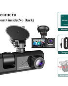 3 Channel Dash Cam Front and Rear Inside 1080P 3 Way Triple Car Camera with IR Night Vision Loop Recording - Riparo82