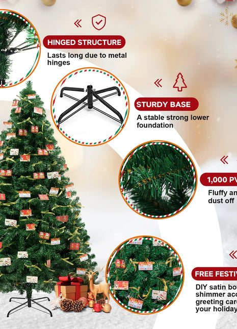 GTPLAYER Albero di Natale artificiale Deco natalizio pieghevole con robusti rami del piedistallo Tirare automaticamente insieme