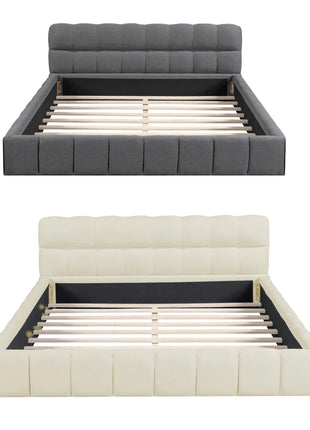 Letto matrimoniale imbottito, letto Bubble con base a doghe e schienale morbido, per adolescenti, adulti, senza materasso