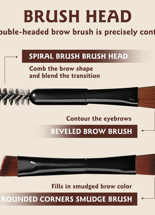 Ocheal 3Color Eyebrow Powder Black Brown Lift Eyebrow Professional Waterproof Cosmetic Eye Shadow Palette with Brush - Riparo82